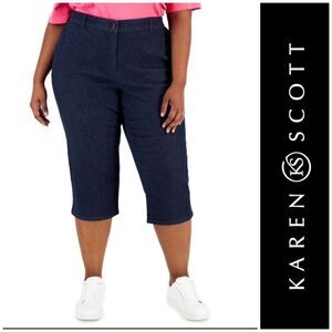 KAREN SCOTT - NWT - L Sz 16 Petite Comfort Waist Capri Jeans in Dark Wash